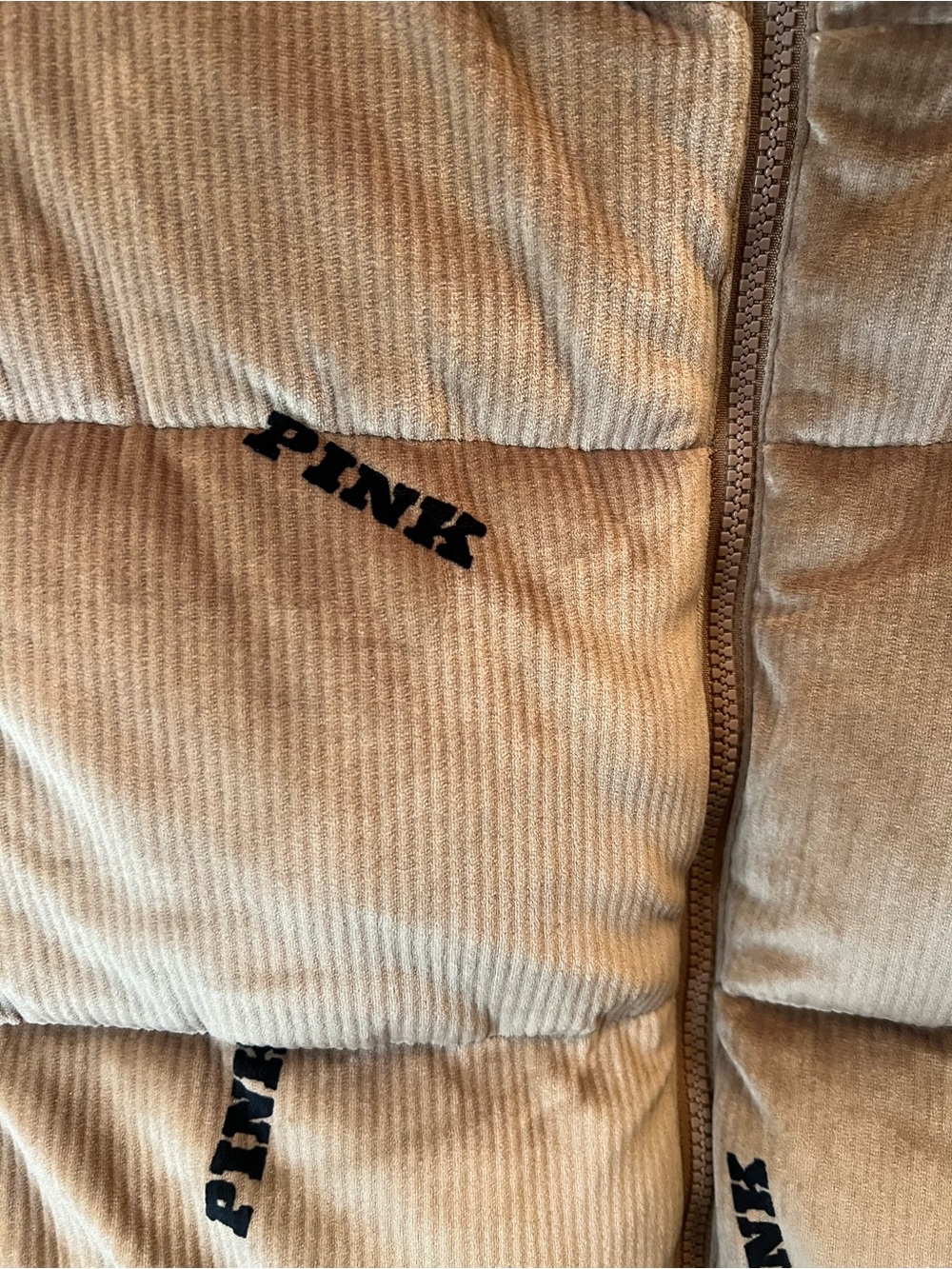 PINK Victoria's Secret Corduroy Quilted Puffer Vest - Brown - Picture 3 of 5